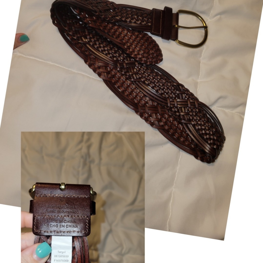 Wide faux leather belt.